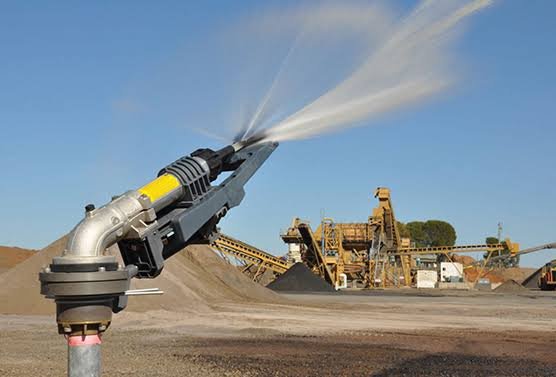 Dust suppression equipment on demolition site